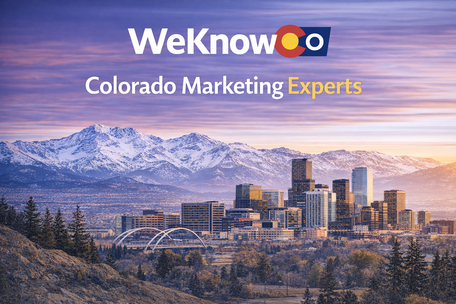 WeKnowCo - Colorado Marketing Experts - Denver skyline with Rocky Mountains